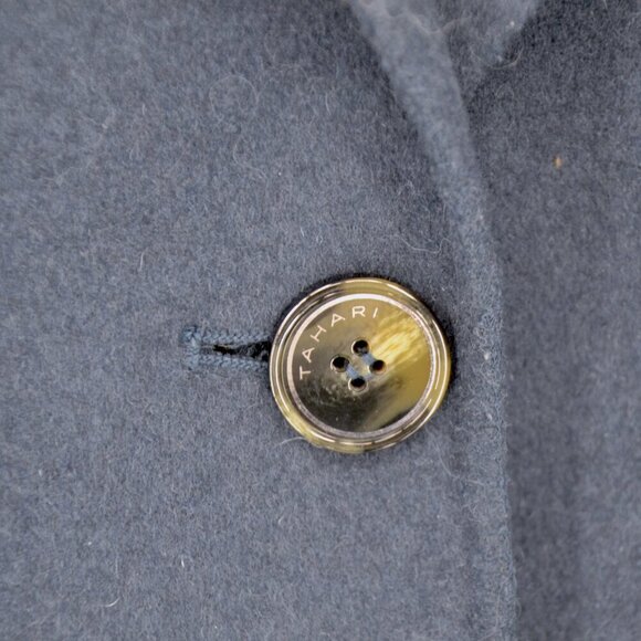 Tahari Double Face Wool Blend Two Button Coat Single Breasted in Navy Women's S - Picture 3 of 5